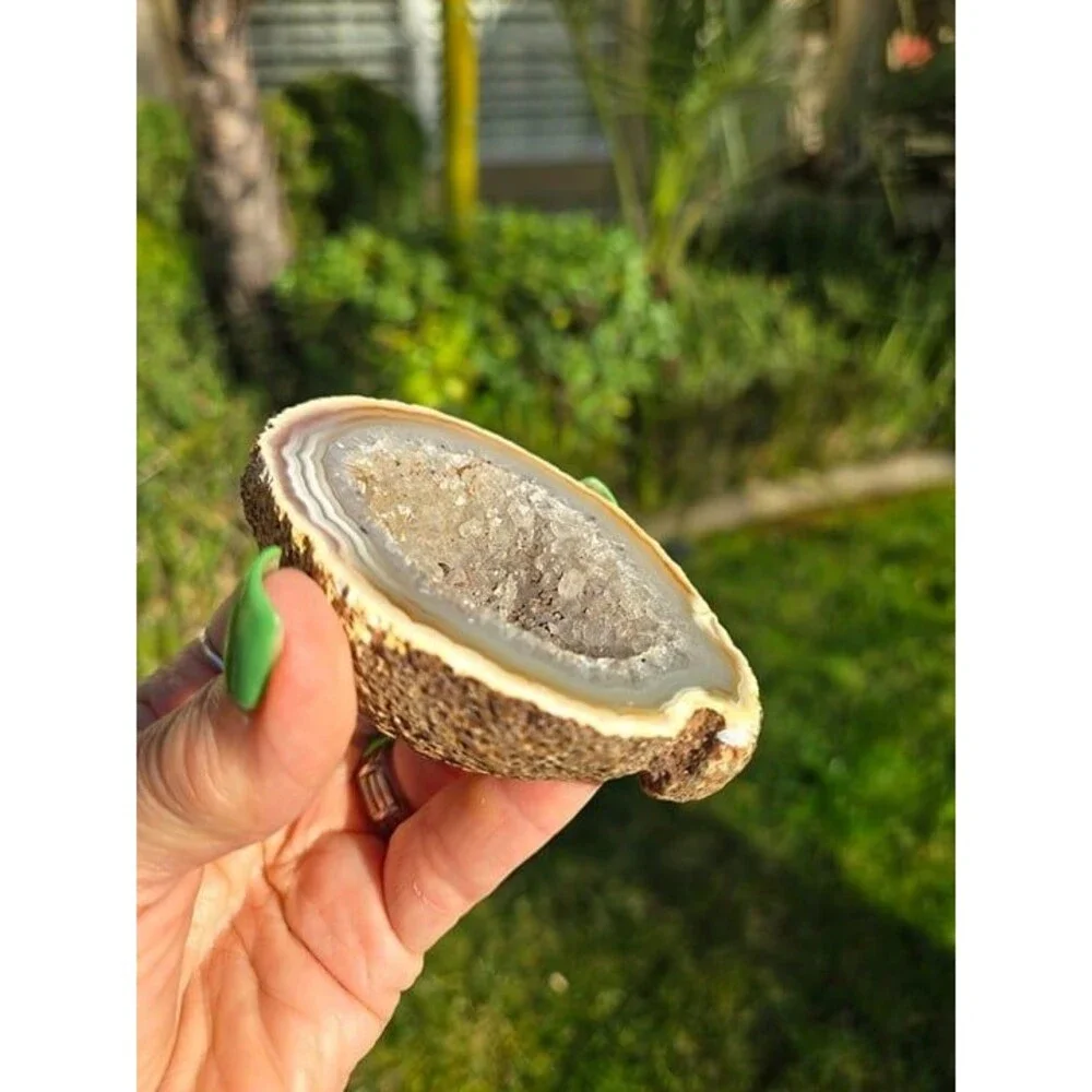 Natural Agate Geode with a Large Druzy Center